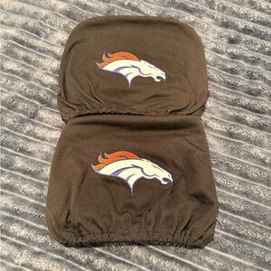 Black Car Headrest Covers with Orange and White Denver Broncos Logo